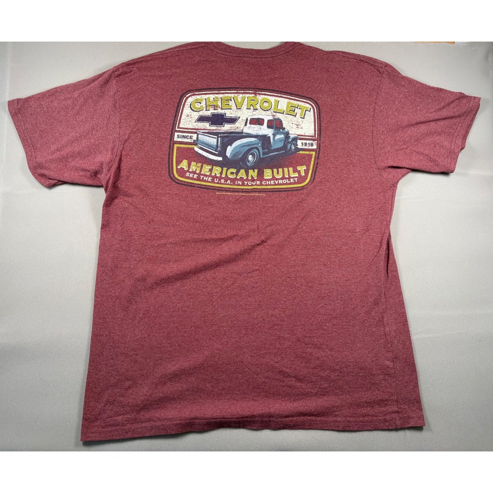 Newport Blue Chevrolet American Built Graphic T-Shirt XXL Red Heathered Truck